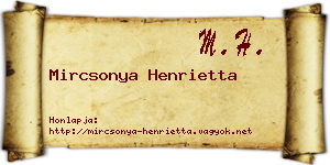 Mircsonya Henrietta névjegykártya